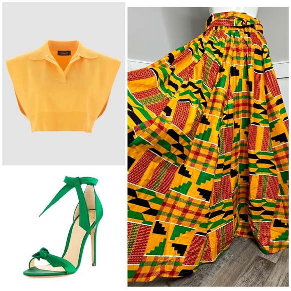 BOLD AFRICAN PRINT MAXI SKIRT- FREE SIZE -NEW - Picture 3 of 6